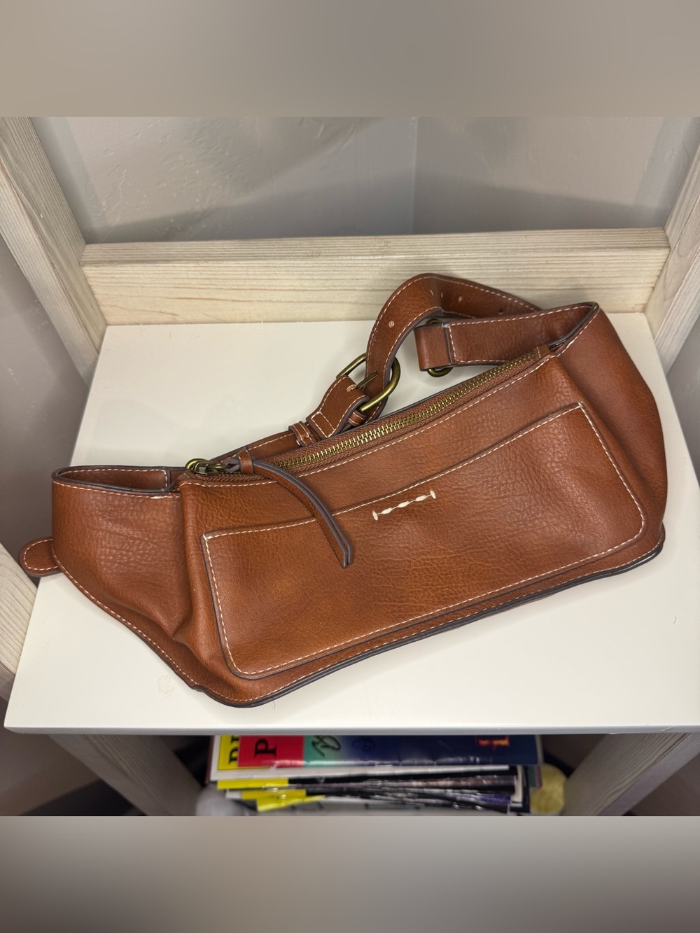 Leather Waist Bag in Cognac Brown - Stylish Belt Bag